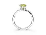 Solitaire Engagement Ring Setting for Fancy Yellow Cushion Cut Center with Large Accents and Prong Head in Sterling Silver