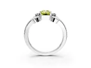 Solitaire Engagement Ring Setting for Fancy Yellow Emerald Cut Center with Twisted Band and Scroll Prong Head in Sterling Silver
