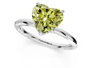 Hidden Halo Engagement Ring Setting for Fancy Yellow Heart-Shaped Center with Thin Rounded Band and Prong Head in Sterling Silver