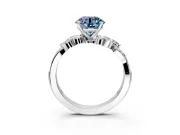 Solitaire Engagement Ring Setting for Fancy Blue Round Cut Center with Marquise Accent Twist Band and Prong Head in Sterling Silver