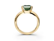 Tension Engagement Ring Setting for Fancy Green Asscher Cut Center with Wide Flat Band and Tension Head in Yellow Gold
