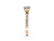Open Basket Engagement Ring Setting for Cushion Cut Center with Pave Band and Prong Head in Rose Gold