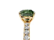 Solitaire Engagement Ring Setting for Fancy Green Cushion Cut Center with Large Accent Band and Prong Head in Yellow Gold