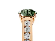 Solitaire Engagement Ring Setting for Fancy Green Round Cut Center with Cathedral Channel Band and Prong Head in Rose Gold