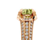 Solitaire Engagement Ring Setting for Fancy Yellow Round Cut Center with Accented Split Shank and Prong Head in Rose Gold