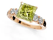 5 Stone Engagement Ring Setting for Fancy Yellow Princess Cut Center with Plain Band and Prong Head in Rose Gold