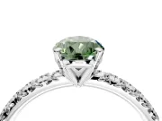 Solitaire Engagement Ring Setting for Fancy Green Pear-Shaped Center with Large Accents and Prong Head in Platinum