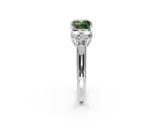 Cluster Engagement Ring Setting for Fancy Green Cushion Cut Center with Round Cut Accent Frame and Prong Head in Platinum