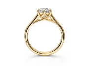 Solitaire Engagement Ring Setting for Radiant Cut Center with Cathedral Band and Prong Head in Yellow Gold