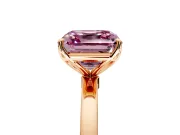 Solitaire Engagement Ring Setting for Fancy Pink Asscher Cut Center with Thin Rounded Plain Band and Prong Head in Rose Gold