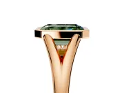 Solitaire Engagement Ring Setting for Fancy Green Emerald Cut Center with V Split Shank and Bezel Head in Rose Gold