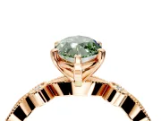 Solitaire Engagement Ring Setting for Fancy Green Marquise Center with Milgrain Bezel Accents and Prong Head in Rose Gold
