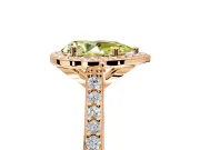 Halo Engagement Ring Setting for Fancy Yellow Pear-Shaped Center with Pave Accents, Heart Basket and Prong Head in Rose Gold