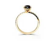 Solitaire Engagement Ring Setting for Fancy Black Marquise Center with Fine Pave Narrow Band and Prong Head in Yellow Gold