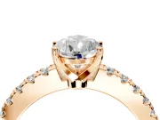 Solitaire Engagement Ring Setting for Pear-Shaped Center with Single Row Accent Band and Prong Head in Rose Gold