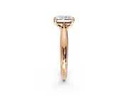 Solitaire Engagement Ring Setting for Radiant Cut Center with Reverse Tapered Band and Prong Head in Rose Gold