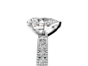 Solitaire Engagement Ring Setting for Pear-Shaped Center with Milgrain-Edged Pave Band and Prong Head in Sterling Silver