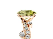 Solitaire Engagement Ring Setting for Fancy Yellow Oval Center with Bar-Station Pave Twist and Prong Head in Rose Gold