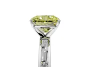Solitaire Engagement Ring Setting for Fancy Yellow Radiant Cut Center with Channel Baguette Band and Prong Head in Sterling Silver