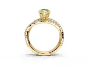 Solitaire Engagement Ring Setting for Fancy Yellow Marquise Center with Woven 3-Strand Pave Band and Prong Head in Yellow Gold