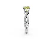 Crossover Engagement Ring Setting for Fancy Yellow Cushion Cut Center with Pave and Plain Strands and Prong Head in Platinum