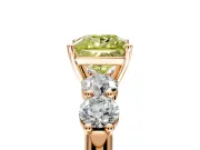 5 Stone Engagement Ring Setting for Fancy Yellow Princess Cut Center with Graduated Accents and Prong Head in Rose Gold