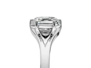 Solitaire Engagement Ring Setting for Asscher Cut Center with Plain Split Shank and Prong Head in Platinum
