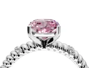 Rope Engagement Ring Setting for Fancy Pink Cushion Cut Center with Accent Shoulders and Prong Head in White Gold