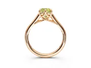Solitaire Engagement Ring Setting for Fancy Yellow Cushion Cut Center with Cathedral Band and Prong Head in Rose Gold