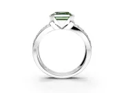 Bezel Engagement Ring Setting for Fancy Green Asscher Cut Center with Wide Channel-Set Band and Bezel Head in White Gold