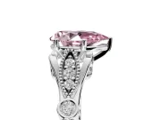 Solitaire Engagement Ring Setting for Fancy Pink Pear-Shaped Center with Marquise and Bezel Accents and Prong Head in White Gold