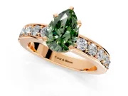 Solitaire Engagement Ring Setting for Fancy Green Pear-Shaped Center with Channel-Set Accents and Prong Head in Rose Gold