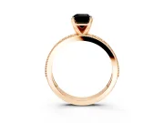 Milgrain Pave Engagement Ring Setting for Fancy Black Emerald Cut Center with Accent Band and Prong Head in Rose Gold