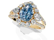 Halo Engagement Ring Setting for Fancy Blue Pear-Shaped Center with Two-Strand Split Shank and Prong Head in Yellow Gold