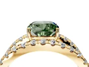 Solitaire Engagement Ring Setting for Fancy Green Cushion Cut Center with Wide-Open Split Shank and Prong Head in Yellow Gold
