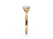 Solitaire Engagement Ring Setting for Princess Cut Center with Engraved Milgrain Band and Prong Head in Yellow Gold