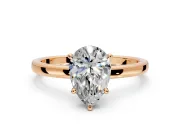 Hidden Halo Engagement Ring Setting for Pear-Shaped Center with Plain Band and Tall Prong Head in Rose Gold
