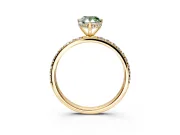 Hidden Halo Engagement Ring Setting for Fancy Green Pear-Shaped Center with Pave Band and Prong Head in Yellow Gold