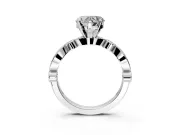 Solitaire Engagement Ring Setting for Heart-Shaped Center with Milgrain Bezel Accents and Prong Head in Platinum