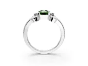 Solitaire Engagement Ring Setting for Fancy Green Emerald Cut Center with Twisted Band and Scroll Prong Head in White Gold