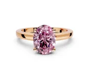 Solitaire Engagement Ring Setting for Fancy Pink Oval Center with Basket Rail and Prong Head in Rose Gold