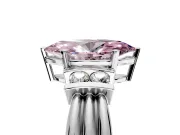Solitaire Engagement Ring Setting for Fancy Pink Marquise Center with Grooved Bar Accent Band and Prong Head in Platinum