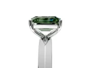 Solitaire Engagement Ring Setting for Fancy Green Emerald Cut Center with Wide Knife Ridge Band and Prong Head in White Gold