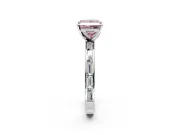 Solitaire Engagement Ring Setting for Fancy Pink Princess Cut Center with Channel Baguette Band and Prong Head in White Gold