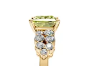 Cluster Engagement Ring Setting for Fancy Yellow Princess Cut Center with 2-Row Shoulder Clusters and Prong Head in Yellow Gold