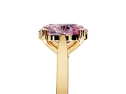 Solitaire Engagement Ring Setting for Fancy Pink Oval Center with Tapered Shoulders and Prong Head in Yellow Gold