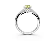 Solitaire Engagement Ring Setting for Fancy Yellow Oval Center with Reverse Tapered Band and Prong Head in White Gold