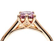 Solitaire Engagement Ring Setting for Fancy Pink Emerald Cut Center with Cathedral Band and Prong Head in Rose Gold