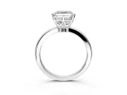Solitaire Engagement Ring Setting for Asscher Cut Center with Plain Band and Tulip Prong Head in Platinum