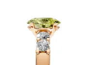 5 Stone Engagement Ring Setting for Fancy Yellow Oval Center with Plain Band and Prong Head in Rose Gold